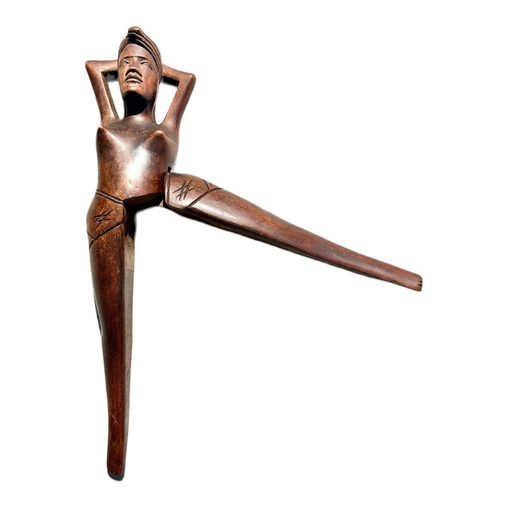 Vintage 1950’s Wood Nude Woman Nutcracker Handmade in Philippines. 13.75”